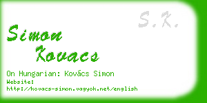 simon kovacs business card